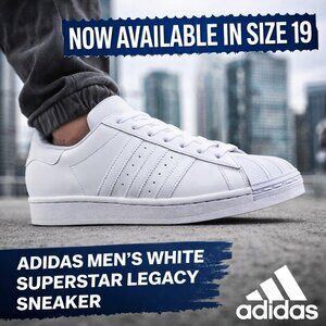 NWT: ADIDAS Men's White Superstar Legacy Sneaker, Size 19